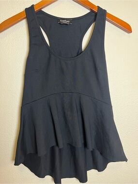 Vintage Y2K bebe Black Basic Peplum Racerback Tank with stretch